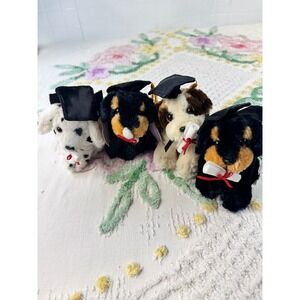 Plushland March of Dimes Graduation Dogs Set of 4 Dalmatian Rottweiler 2008 NWT
